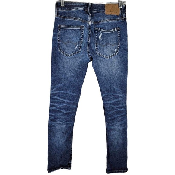 American Eagle AE Jeans Mens Slim Next Level Airflex Blue 28X30 Skate Distressed - Picture 3 of 12